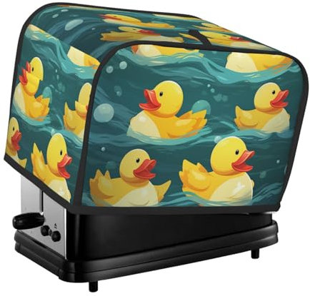 Gummi-Enten-Toaster-Abdeckung, 2 Scheiben, für kleine Geräte, mit Taschen, Toaster, Staubschutz mit Griff oben, waschbar, Universal-Brotbackmaschinen-Abdeckung für Küche
