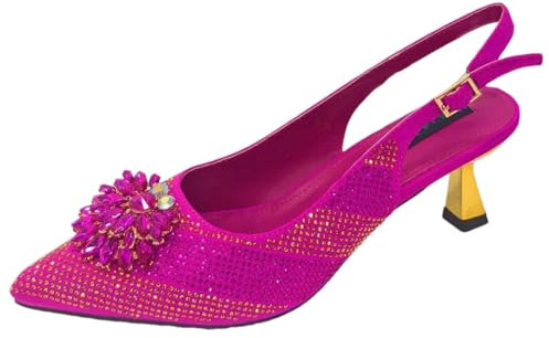 Juego de zapatos y bolsos para mujer con tacones altos para fiestas, Un par de zapatos fucsia, 41.5 EU