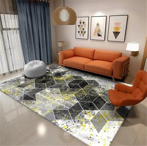 RUGMRZ Kleiner Teppich Wohnzimmer 60x90CM kuschelig kinderzimmer mädchen schwarz grau Stilvolle und langlebige Moderne geometrische Teppiche