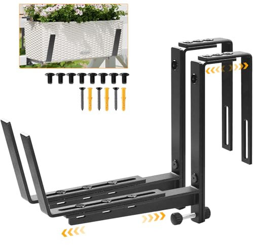 Verstellbare Halterungen für Geländer und Wand, verbesserte Bodenstütze, stabile und nicht verformte Blumenkastenhalterungen, robuste Pflanzkastenhalterungen, perfekt für Balkone, Zäune und Gärten, 2