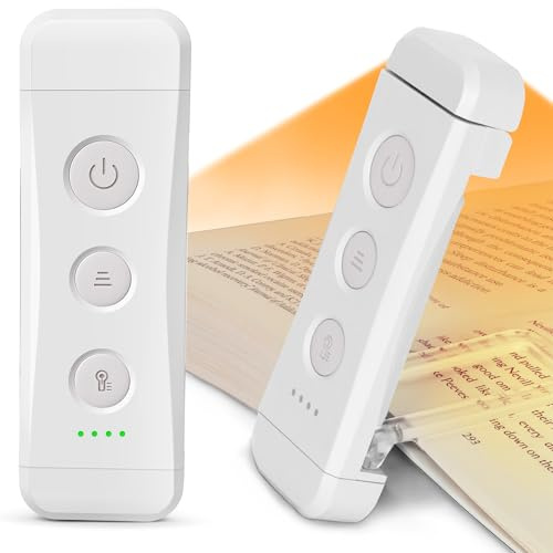 Glocusent Lampe de Lecture 7 LEDs, 3 Modes de Couleur & 5 Luminosités de Lampe Livre avec 1000mAh, Portable Longue Durée Lampe de Lecture pour Lire au Lit, Cadeau pour les Liseuse de Lecture (Blanc)