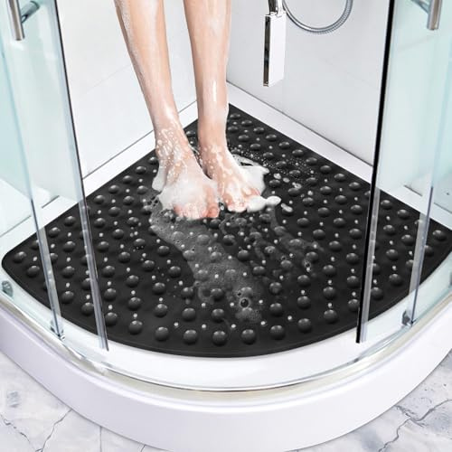 Duschmatte rutschfest Antirutschmatte Dusche 70 x 70 cm: Eckduschmatte Dreieckig Duscheinlage rutschfeste mit Saugnäpfen - Groß Sicherheits Rutschmatte Dusche für Senioren