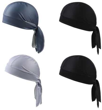 4 Pcs Breathable Quickly Dry Skull Cap Anti-UV Head Protection Headband Sweat Wicking Bandana Headwear Cycling Cap Adjustable Beanie Cap for Climbing Running Hiking Beanie Motorcycle bandana for men