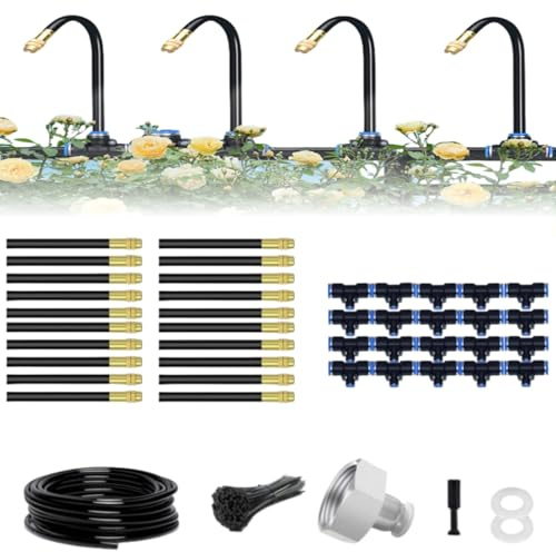 360° Curved Garden Automatic Irrigation System, 2025 New Irrigation System Kit, Adjustable Bendable Nozzle Copper Sprayer System for Lawn, Greenhouse, Garden Yard (20 meters)