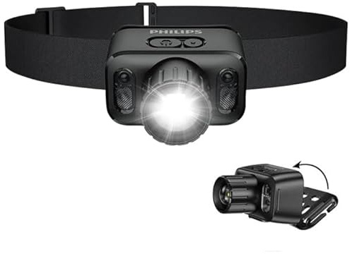 PHILIPS SFL3183RH Lampada frontale a LED ricaricabile, impermeabile, per esterni, accessori da campeggio, 3 modalità per escursionismo, corsa, riparazione, pesca, ciclismo, cavo USB incluso