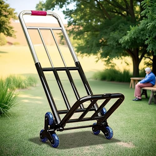ShimmerLoom 330lbs Heavy Duty Folding Hand Truck Stair Climbing Cart with Large Wheels Portable Luggage Dolly for Travel Moving Shopping Office Sports Equipment Transport