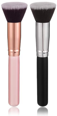 Halinuia 2 Pièces Pinceau Fond de Teint Professionnel, Fond de Teint Couvrant Imperfections, Pinceaux de Maquillage, Pinceau Blush pour le Visage, Multifonctionnelle Pinceaux Fond de Teint Liquide Crè