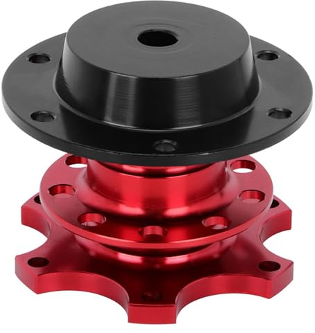Tomvorks Kit de Adaptador del Gordito del Volante de Liberación Rápida, Aleación CNC, Diseño Exquisito, Orificios de Precisión para Seguridad y a Prueba de Robo para Competencia de (Rojo)