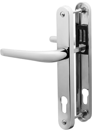 GlazeAssist - uPVC Door Handle 92mm PZ Sprung Pair for PVC and Composite Doors - External Door Handle for uPVC Door (Chrome, 210mm)