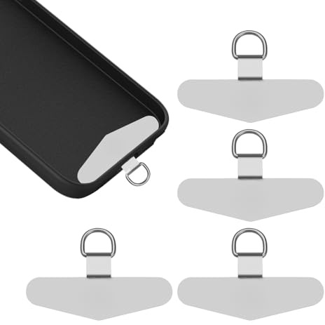 YCSONLY 4PCS Phone Tether Tabs, Stainless Steel Phone Lanyard Patch, Metal Phone Strap Connector for Smartphone Cases, Anti-Drop Mobile Phone Lanyard Adapter