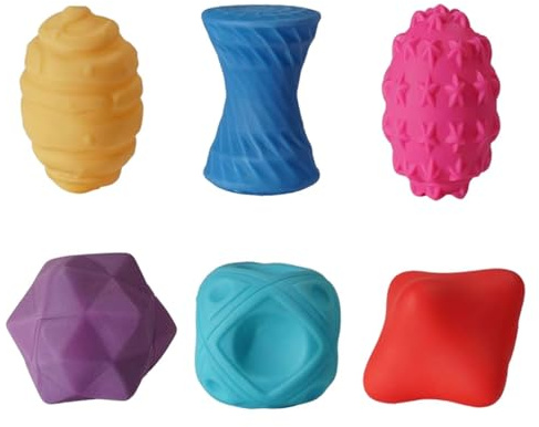 Sensoriska babybollar: 6 stycken texturerade, säkra och säkra babyleksaker främjar taktil stimulering, kognitiv utveckling och handkoordination - | Lärande Mount