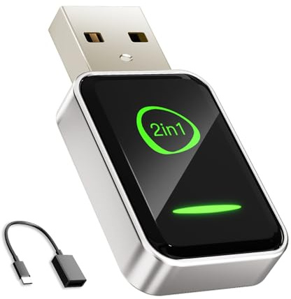 Hiloshine Wireless CarPlay Adapter,Android Auto Wireless Adapter,Plug & Play,Auto-Reconnect,Mini & Stabiler 2-in-1 Carplay Adapter,USB-A/Typ C,für iOS 10+/Android 11+ & Autos ab 2016-Silber