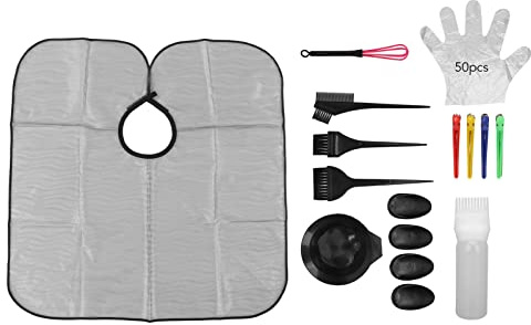 Kit de coloración de tinte para el cabello, juego profesional de herramientas para teñir el cabello con tazón para mezclar, puntiagudo, clips para cepillo, guantes de capa para