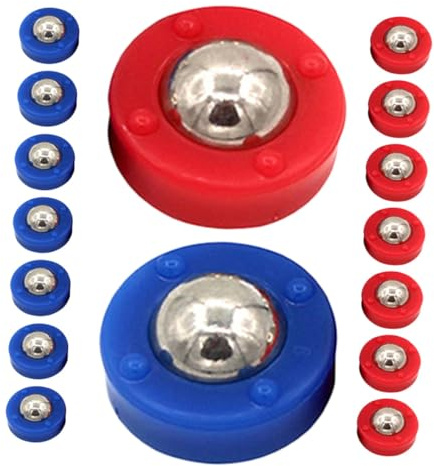 NOLITOY Juego de Tejo de Mesa 16 Piezas Mini Bolas Deslizantes Infantiles Acero y Plástico Seguro Colores Azul y Rojo Accesorios para Shuffleboard y Juegos de Arcade