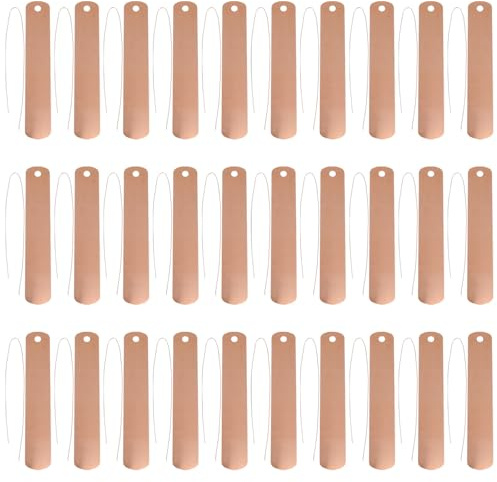 SEWACC 30 Sets of Copper Plant Tags, Hanging Metal Flower Markers Garden Plant Labels with Copper Ties for Balcony, Pots, Planters, Outdoor Use