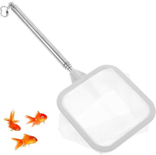 GILWUMO 1 Pezzo Rete Da Pesca Acquario, Rete Estensibile Con Asta Regolabile Da 20.3cm A 57cm, Testa Rimovibile E Con Ventosa, Per Pesci E Acquari