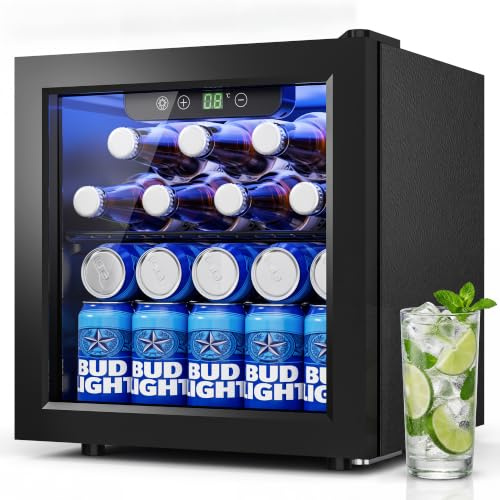 TRIUMPHKEY 36L Mini Kühlschrank, Leiser Getränkekühlschrank | Für 24 Dosen & 6 Flaschen, Verstellbares Regal, Digitalanzeige, Für Partykeller, Wohnzimmer, Home Bar