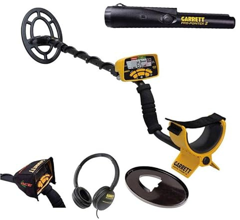 Garrett - Detecteur De Metaux Ace 300 i avec 3 Accessoires Inclus (casque audio, protege disque, protege pluie boitier)+ Propointer 2