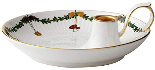 Royal Copenhagen 1024778 Star Fluted/XMAS Kerzenhalter mit Griff, Porzellan, Mehrfarbig, 17,5cm