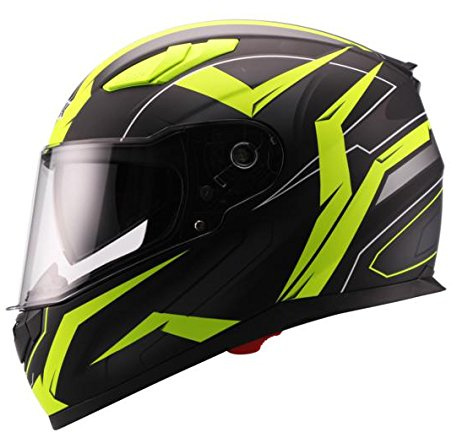 Unik Ci-01 Casco Integrale Flash Con Visierino Solare, Nero/Giallo Fluo Opaco, L