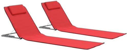 vidaXL 2X Strandmatte Klappbar Rot Sonnenliege Strandliege Gartenliege Liege