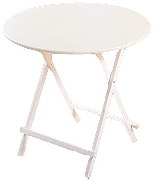 Xyanzi Klapptisch - Klein - Gartentisch - Rund - Holztisch Groß/Mittel/Klein (Farbe : Weiß, größe : 70x74cn)