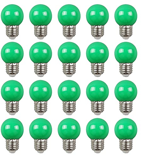 Farbige 2W E27 G45 LED Leuchtmittel, e27 Beleuchtung Glühbirnen, bunte glühbirnen für Hochzeit Halloween Weihnachten Party Bar, Wasserdichte Lichterkette für Innen und Außen Bereich, Grün 20 Stück
