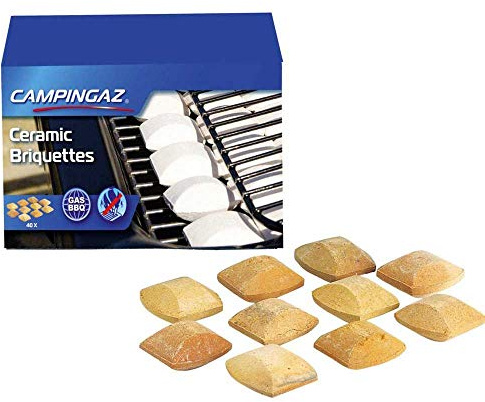 BBQ Ceramic Briquettes for Gas Barbecue or Fire Pit Box of 40 Pieces Campin Gaz