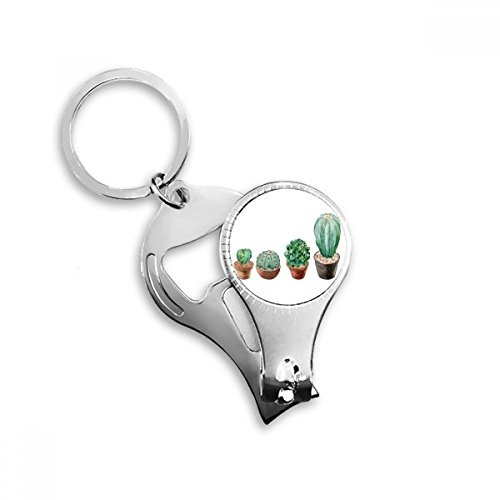 Succulente Cactus Pianta in vaso Illustrazione Nail Nipper Anello Portachiavi Apribottiglie Clipper