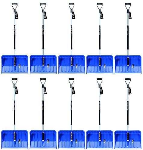 10x Ergonomische Schneeschaufel - Schneeräumer für kleine und große Schneemengen – Kunststoff-Blatt, Aluminiumkante, Aluminium-Stiel mit separatem Griffbereich