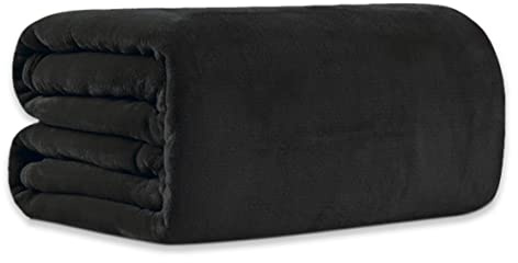 Bear & Panda Flannel Fleece Throw Blanket G Large Travel Sofa Bed Blanket Super Soft Fluffy Warm Thick Throws Microfibre Blankeyrey (Black, 200 x 240 cm)