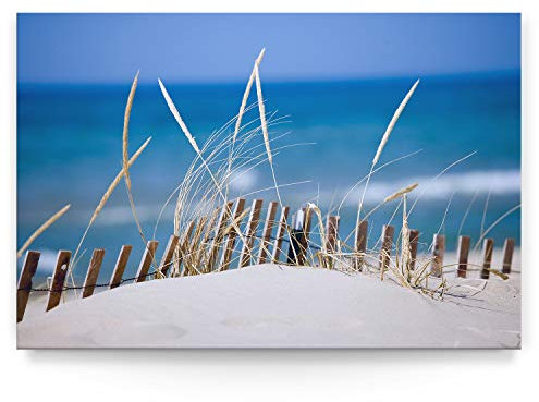 Dünen & Strand Bild mit 110x50cm. Wunderschönes Leinwandbild als Wandbild, Motiv -Nordsee Ostsee- zur Dekoration in Küche, Esszimmer, Wohnzimmer, Schlafzimmer. Fertig aufgespannt