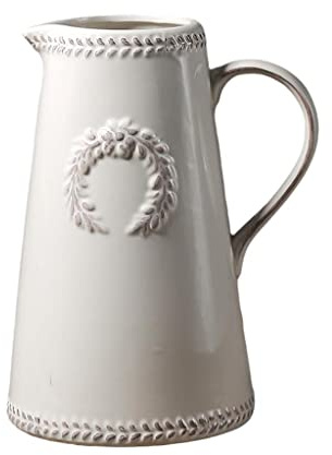 Nobranded Keramik Vase Vintage, Groß Weiß, Landhausstil Deko für Wohnzimmer, Büro Wohnkultur Ornament - 17cm Krug