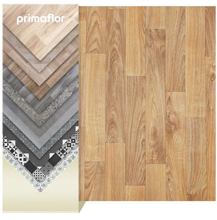 Primaflor PVC Boden Tacuto | Eiche Gold | 200x300 cm | Textilrücken, R10 und 2,5 mm Gesamthöhe; für Fußbodenheizung sowie Wohn-, Büro- und Feuchträume geeignet