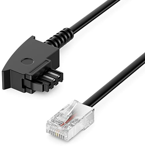 deleyCON 15m Cable del Enrutador TAE-F en RJ45 (8P2C) Cables de Conexión Compatible con DSL ADSL VDSL Fritzbox Internet Enrutador al Enchufe Telefónico TAE Negro