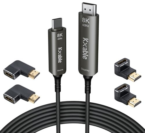 Câble USB C vers HDMI 2.1 de 10 m, USB 3.1 de type C vers 8K à fibre optique (8K @ 60 Hz, 4K @ 120 Hz) compatible Thunderbolt 3/4, pour MacBook Pro, iPad Pro, Samsung Galaxy, Dell, HP et plus encore