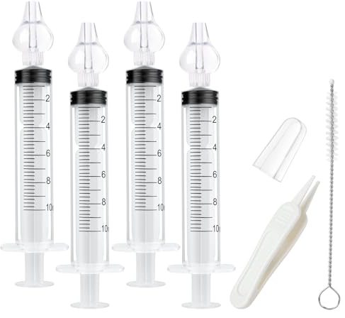Aolso Nasenspüler, 4 Stück Wiederverwendbare Nasenreiniger mit Baby Nasenpinzette und Reinigungsbürste, Nasenreinigungs,Baby Nasendusche-10ml…