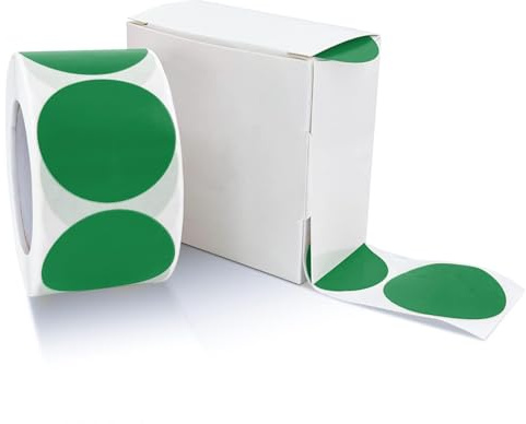 Runde Aufkleber 25mm Grün Selbstklebend Rolle kleine Klebepunkte | Etiketten, Farbkodierung, Kreise Sticker, Ablösbare, Wetterfest, Mit Spenderbox 500 Stück