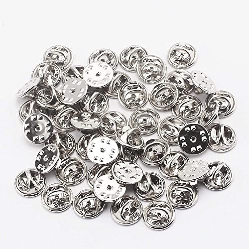 Alfileres Cierres,50 Piezas Pines de Repuesto Embrague de Mariposa Imperdibles Broches para Etiquetas de Nombres Ganchos Manualidades Bricolaje DIY Plateado