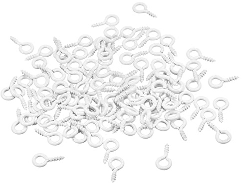sourcing map 200 Stück Kleine Schraube Augenstifte Haken Mini Ösen Schrauben Gewinde 5x10x1.2mm Selbstschneidende Bolzen für Schmuck Herstellung Ergebnisse DIY Handwerk Weiß