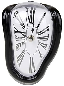 Ulalaza Home Vintage-Tischuhr, geräuschlos, schmelzende Uhr, surreale Tropfuhr, rustikales Metall, römische Ziffern, Regal für Zuhause, Küche, Bürotisch