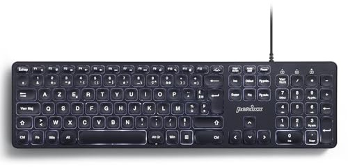 perixx PERIBOARD-331 Clavier Filaire USB rétro-éclairé Pleine Taille - Touches Ciseaux de Type X - rétro-éclairé Blanc - Noir - AZERTY…