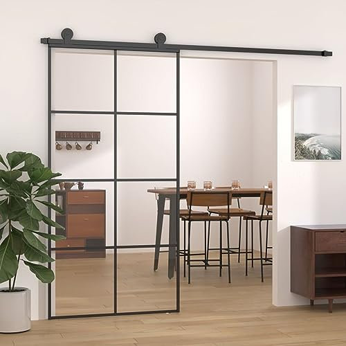 GuyAna Schiebetür GlastüRen Schwarz 102,5x205 cm ESG Glas und Aluminium GlastüR Mit Zarge
