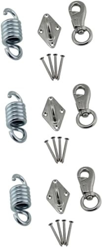 Accessoires de balançoire, 2 pièces, boucle extérieure, crochet à ressort, boucle de suspension, crochet de hamac en acier, mousqueton de siège suspendu, balançoire (Color : Silverx3pcs)