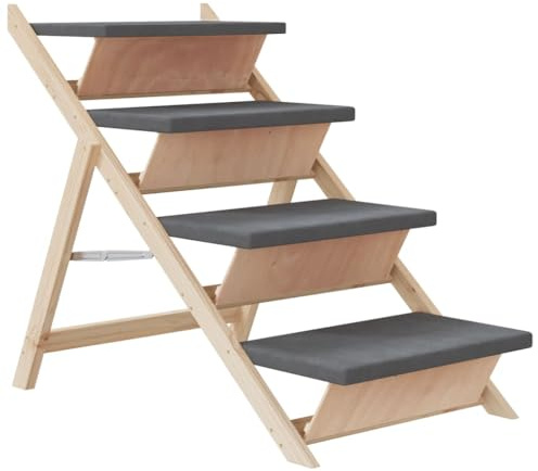 vidaXL Hundetreppe Grau 105x47 cm Massivholz Tanne