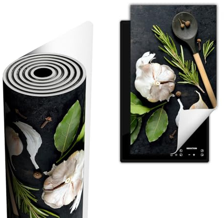 TMK ArtDeko Herdabdeckplatte Ceranfeld abdeckung Aufrollbare Matte für Induktion Einteilig 30x52 cm, Gewürze Schiefer