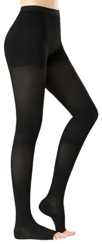 ZOECALA Medical Compression Pantyhose For Women & Men,20-30mmHg Graduated Support Hose Tights,Opaque Open Toe Waist High Compression Stockings For Varicose Veins,Swelling,Edema,Flight