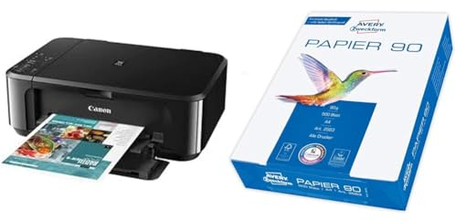 Canon PIXMA MG3650S Drucker Farbtintenstrahl DIN A4 (Scanner & Avery Zweckform 2563 Drucker-/Kopierpapier (500 Blatt, 90 g/m², DIN A4 Papier, hochweiß, für alle Drucker) 1 Pack