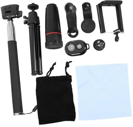 Gadpiparty Obiettivo Per Smartphone Lenti Grandangolari Teleobiettivo e Fisheye Con Treppiede Kit Dettagliato Per Foto Di Alta Qualità Nero