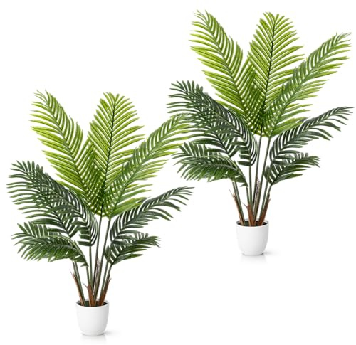 PASCH® 2 x Areca Kunstpalme groß (110cm) - Naturgetreu & Langlebig | Realistische Kunstpflanzen groß | Künstliche Pflanzen groß | Palme künstlich | Künstliche Palme für EIN natürliches Ambiente